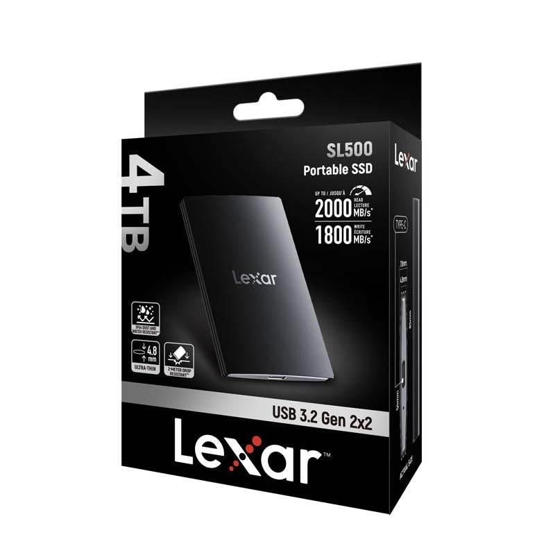 Lexar SL500 Portable SSD Up to 2000MB/s Read and 1800MB/s Write, 4TB, Black - MataMata
