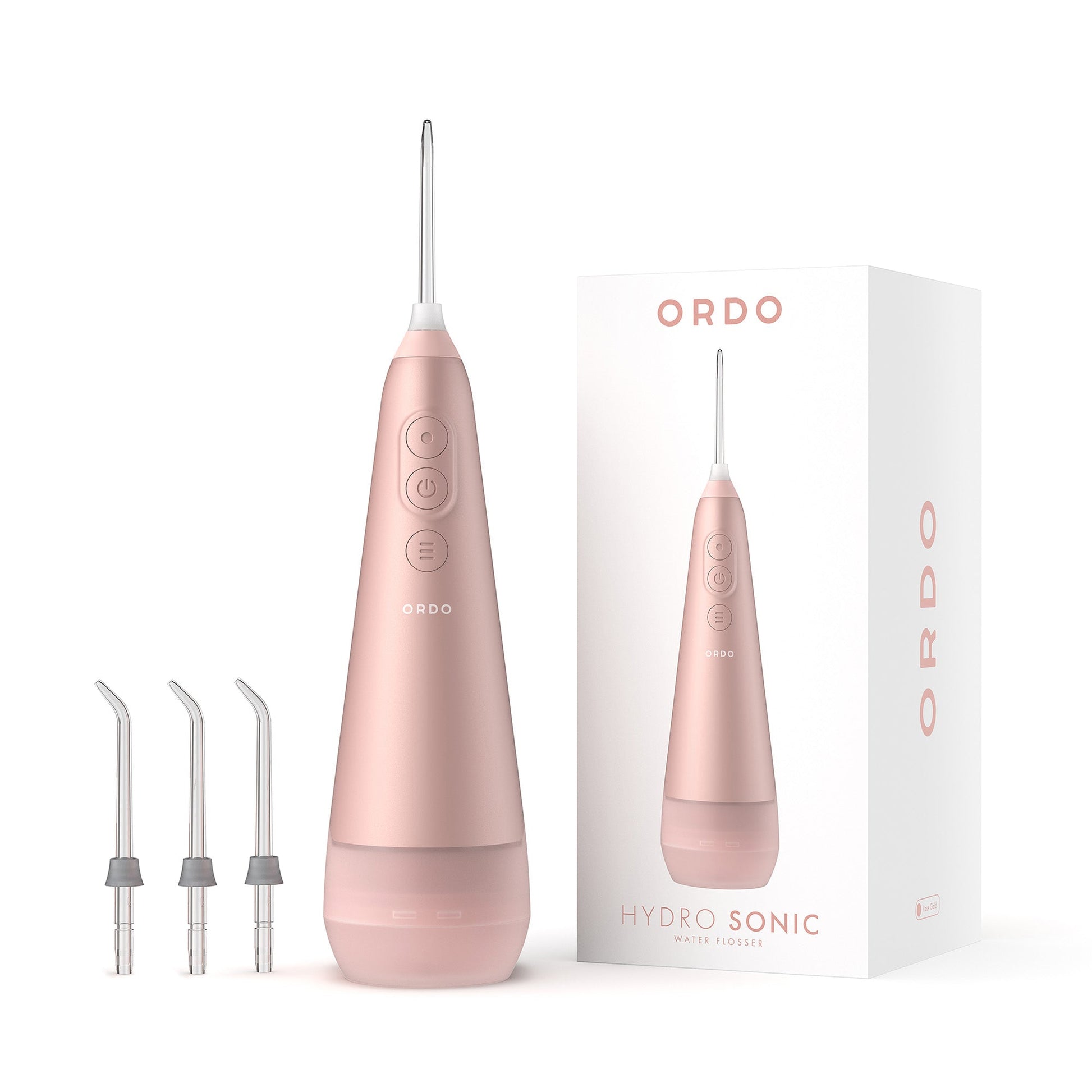 Ordo Hydro Sonic Water Flosser & 3x Floss Tips Dental Selection Bundle - Rose Gold - MataMata