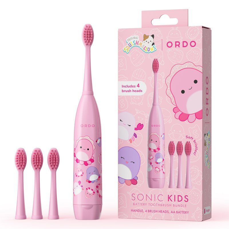 Ordo Sonic Kids Squishmallows Battery Powered Toothbrush & 2× Brush Head Bundle - MataMata