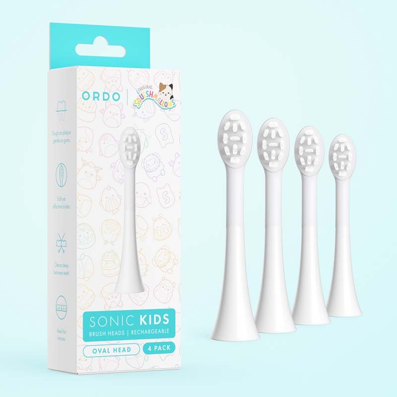 Ordo Sonic Kids Squishmallows Rechargeable Brush Heads [4 Pack] White - MataMata