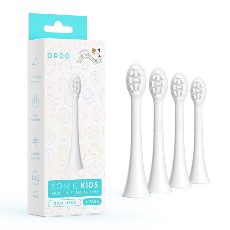 Ordo Sonic Kids Squishmallows Rechargeable Brush Heads [4 Pack] White - MataMata