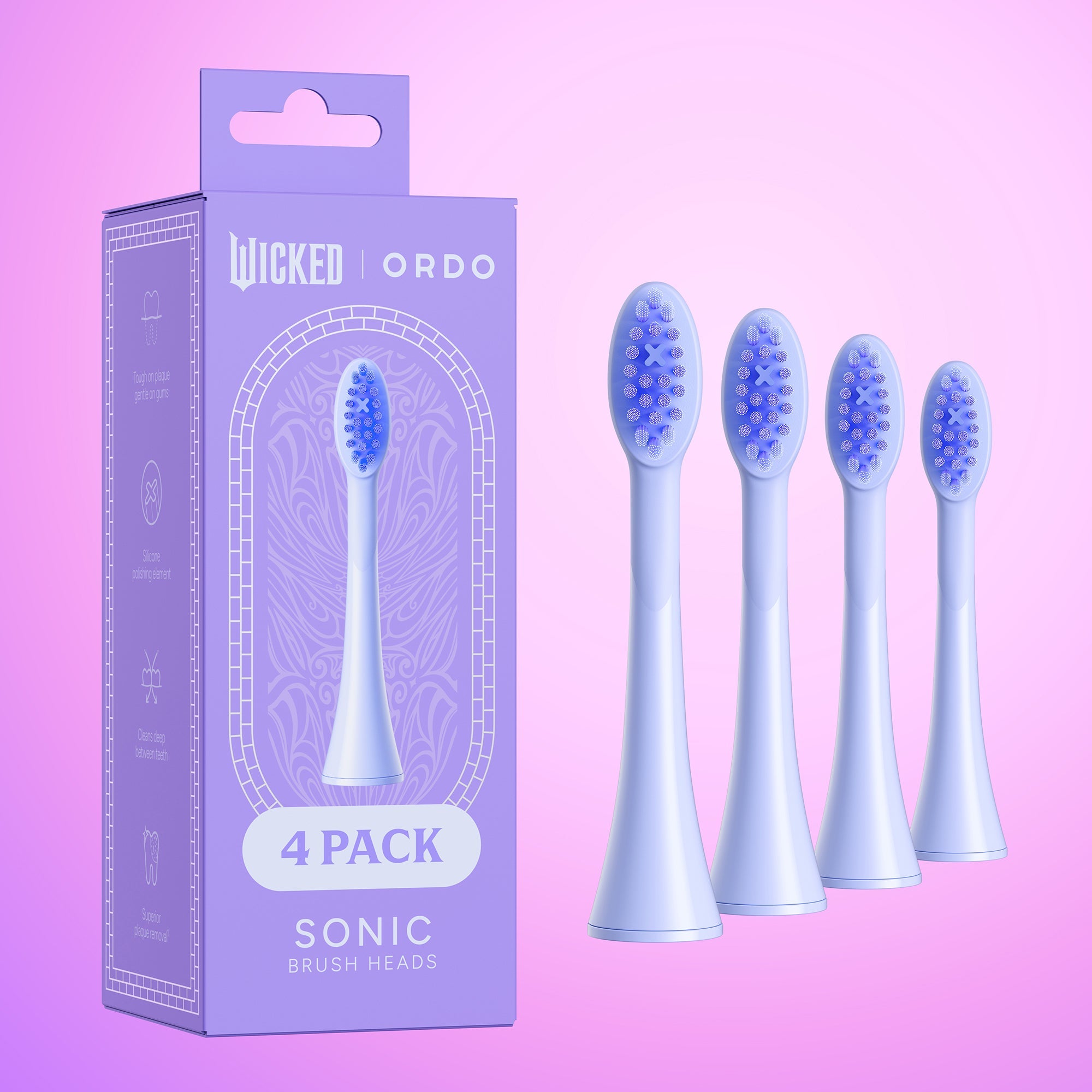 Ordo Sonic Lite Electric Toothbrush Bundle – Wicked Glinda Edition | Sonic Power, 2 Modes, Travel Topper, 4 Brush Heads - MataMata