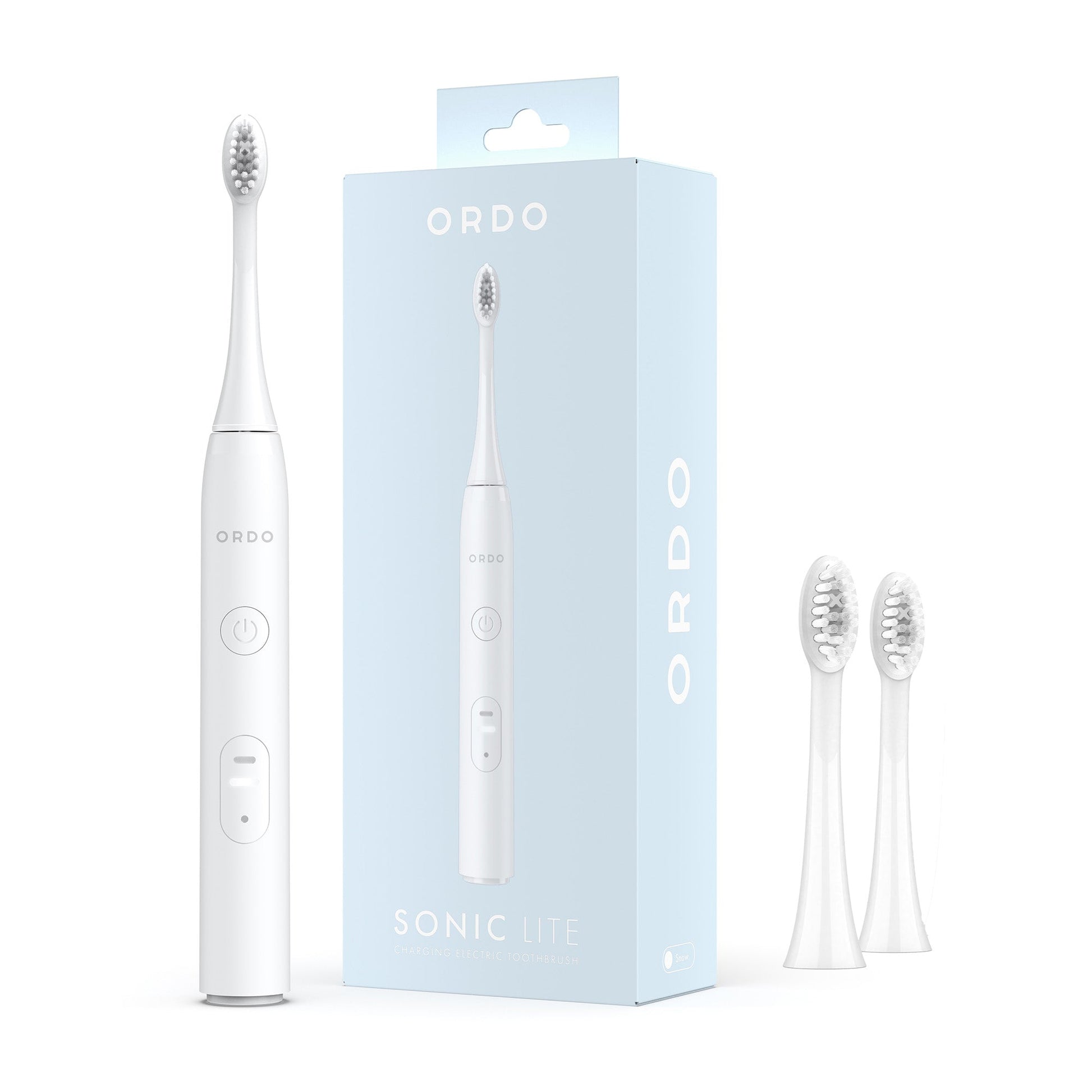 Ordo Sonic Lite Toothbrush & 2x Brush Head Bundle - Snow - MataMata