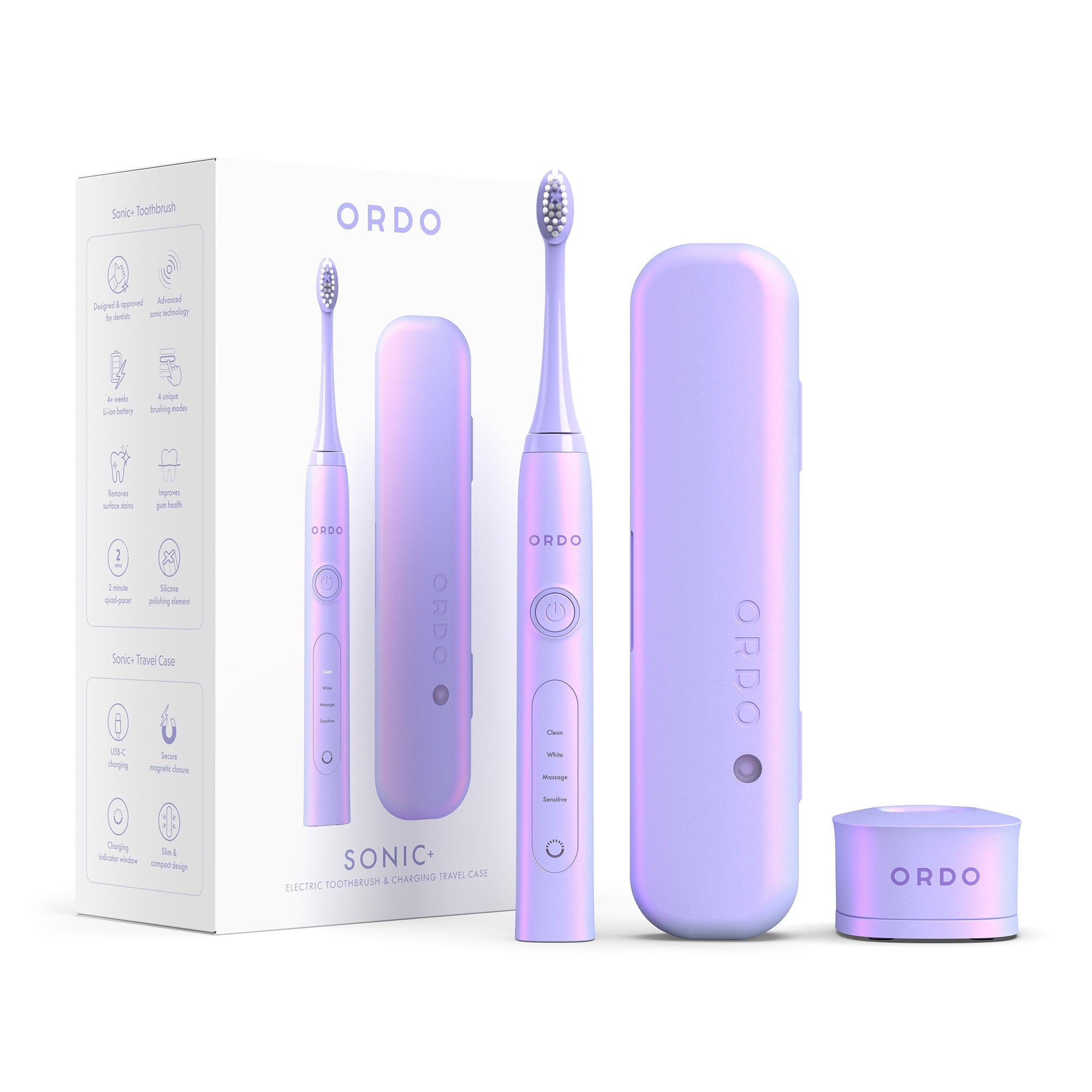 Ordo Sonic+ Toothbrush & Charging Travel Case - Pearl Violet - MataMata