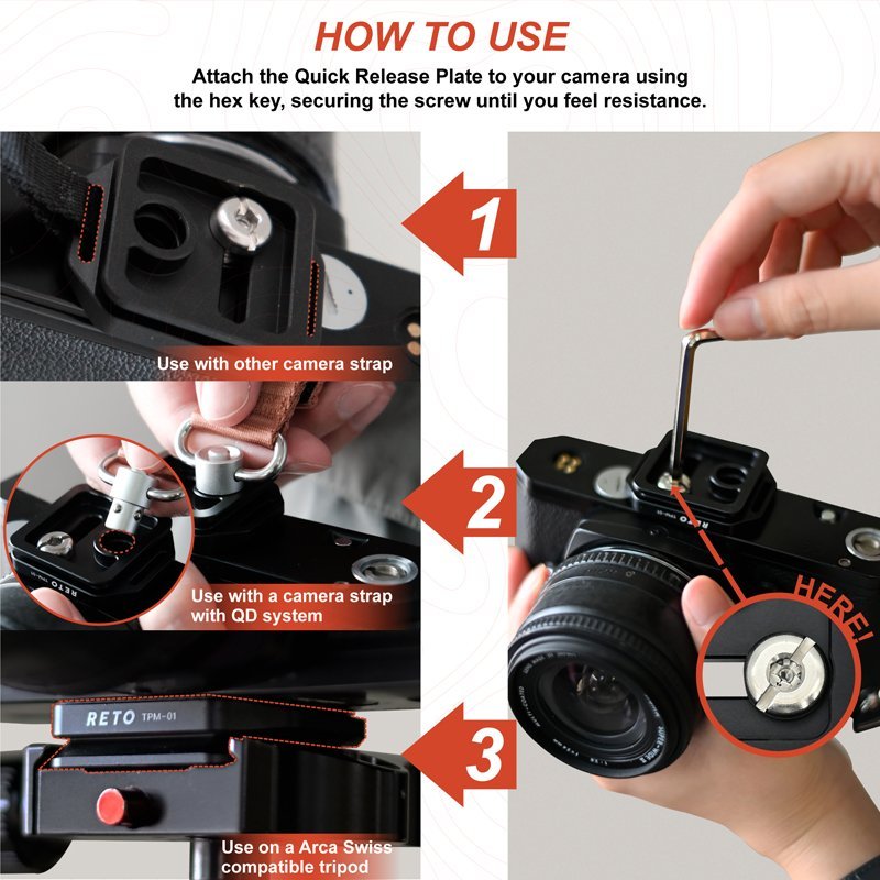 RETO Quick Release Plate TPM - 01 with 1/4" - 20 Screw - MataMata