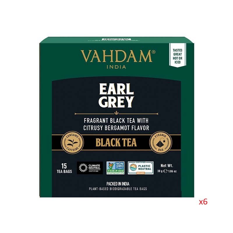 VAHDAM TEA 15TB PYRAMID EARL GREY CITRUS x6 - MataMata