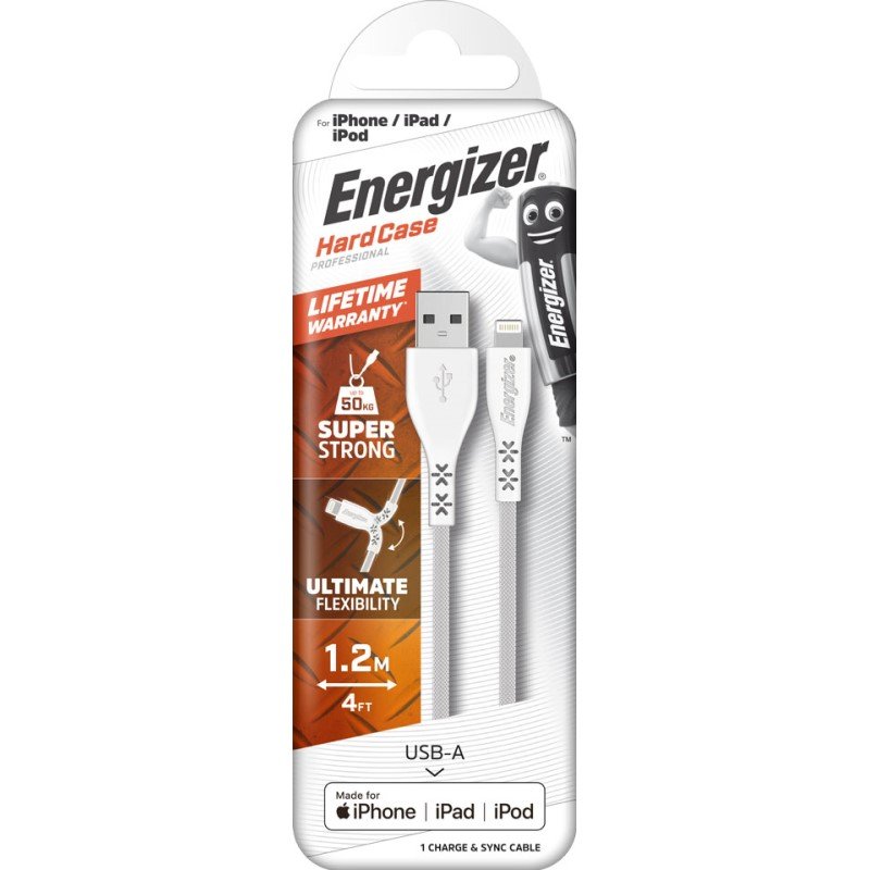 Energizer iPhone (Lightning) Cable Lifetime Warranty 1.2 Metre