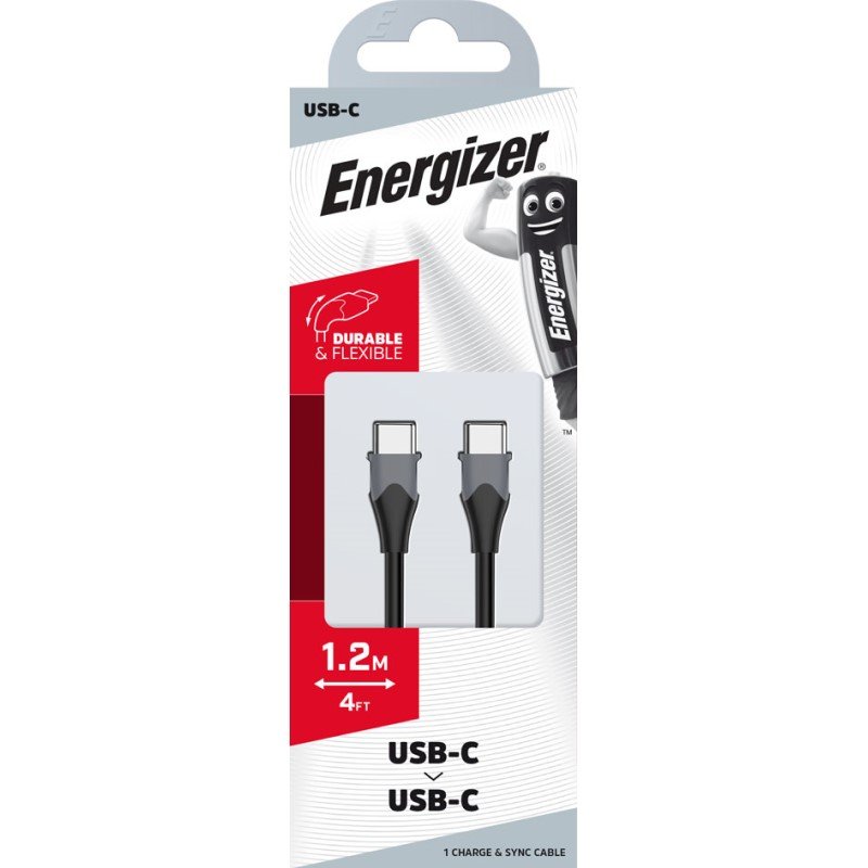 Energizer USB-C to USB-C Black 1.2 Metre