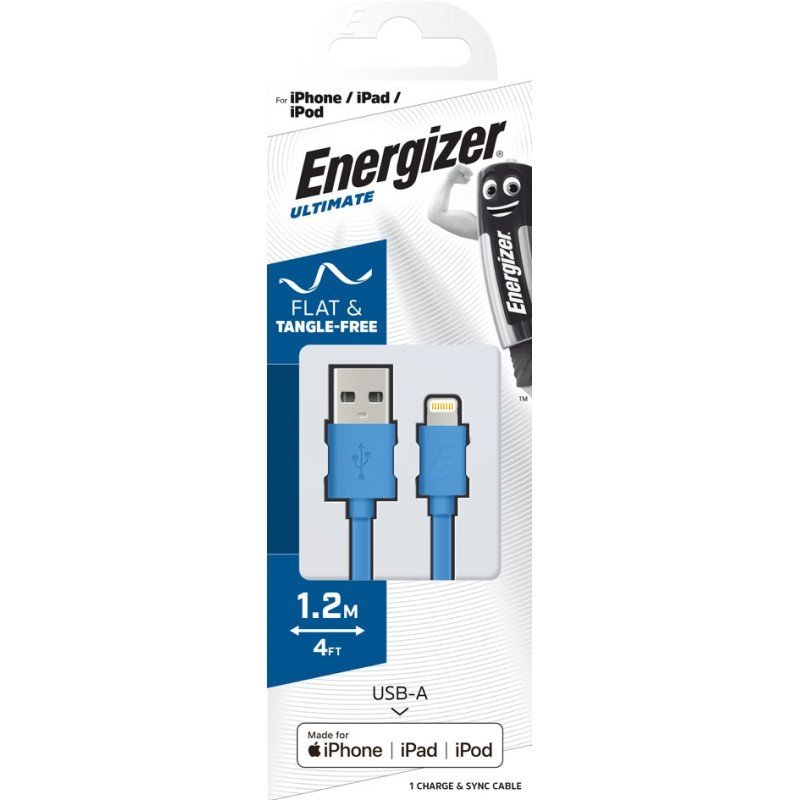Energizer iPhone (Lightning) Flat Cable 1.2 Metre Mix Case: Pink and Blue - MataMata