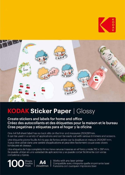 Kodak Sticker Paper Glossy A4 100 Sheets - MataMata