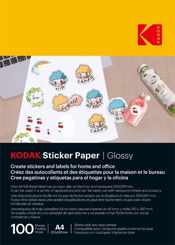 Kodak Sticker Paper Glossy A4 100 Sheets - MataMata