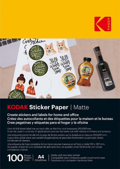 Kodak Sticker Paper Matte A4 100 Sheets - MataMata