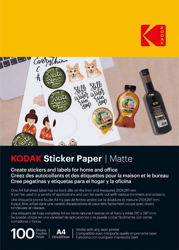 Kodak Sticker Paper Matte A4 100 Sheets - MataMata